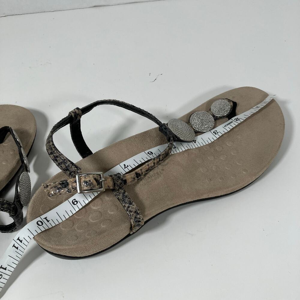 VIONIC Lizbeth Natural Snake Printed Medallion T-strap Thong Sandals WORN - Picture 4 of 16